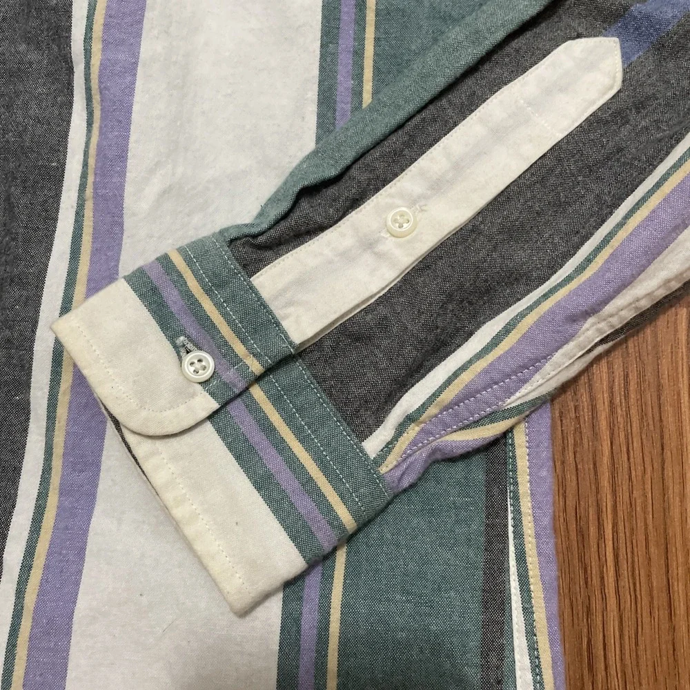 Polo Ralph Lauren Shirt Mens Large Made USA 90s Button Down Striped Preppy